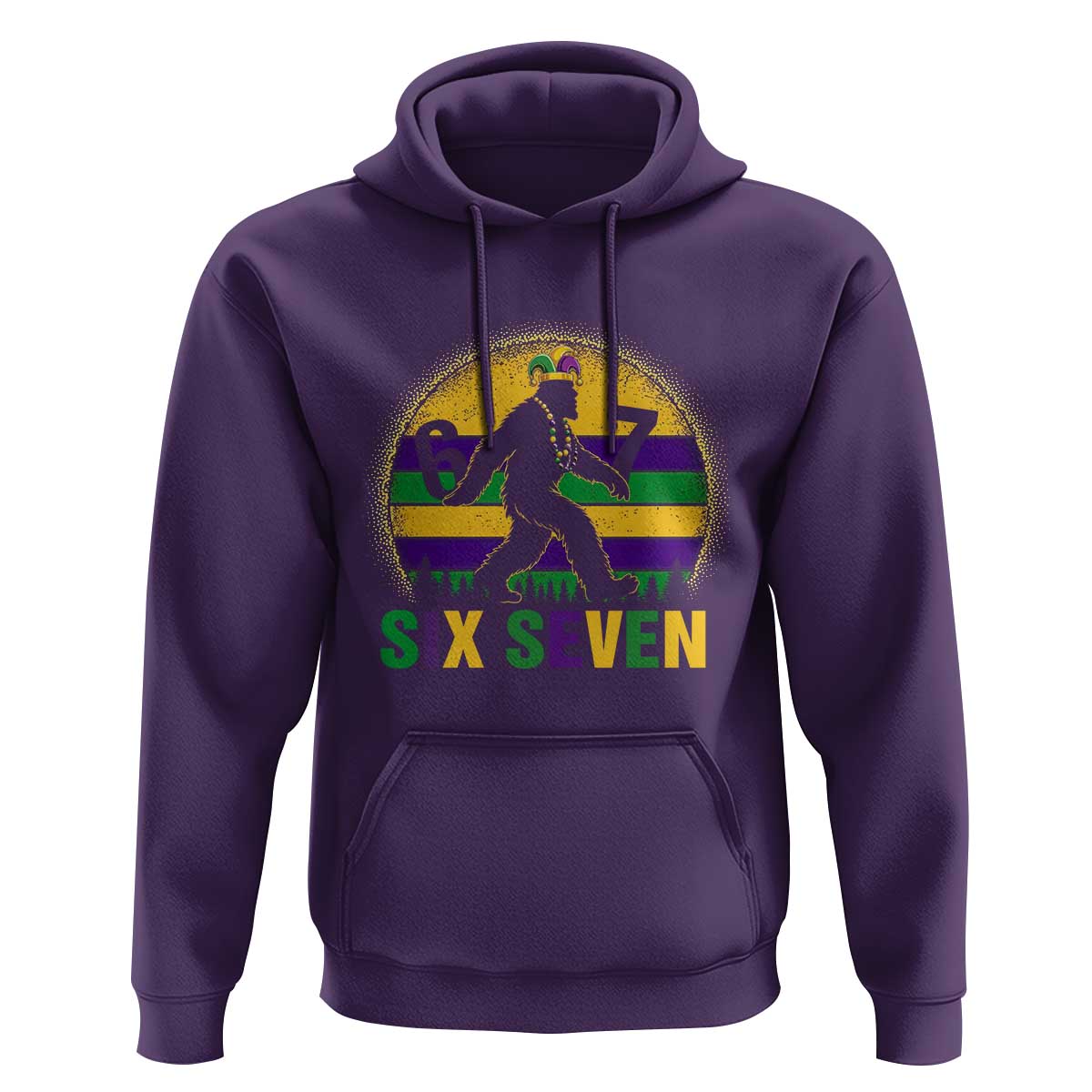Funny Mardi Gras Bigfoot Hoodie Six Seven Meme