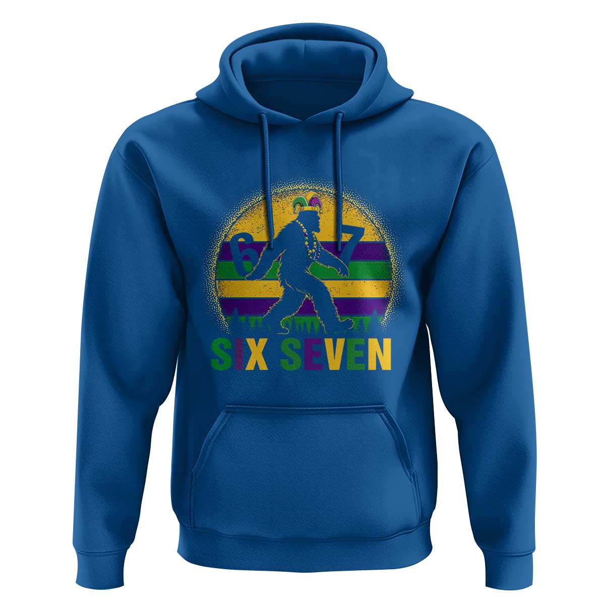 Funny Mardi Gras Bigfoot Hoodie Six Seven Meme