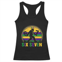 Funny Mardi Gras Bigfoot Racerback Tank Top Six Seven Meme