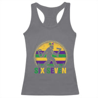Funny Mardi Gras Bigfoot Racerback Tank Top Six Seven Meme