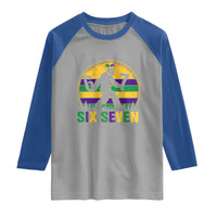 Funny Mardi Gras Bigfoot Raglan Shirt Six Seven Meme