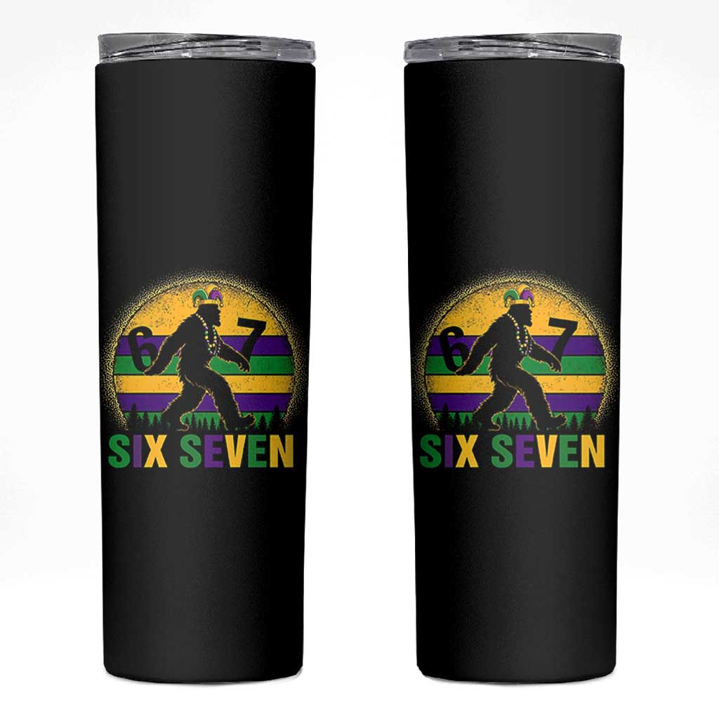 Funny Mardi Gras Bigfoot Skinny Tumbler Six Seven Meme
