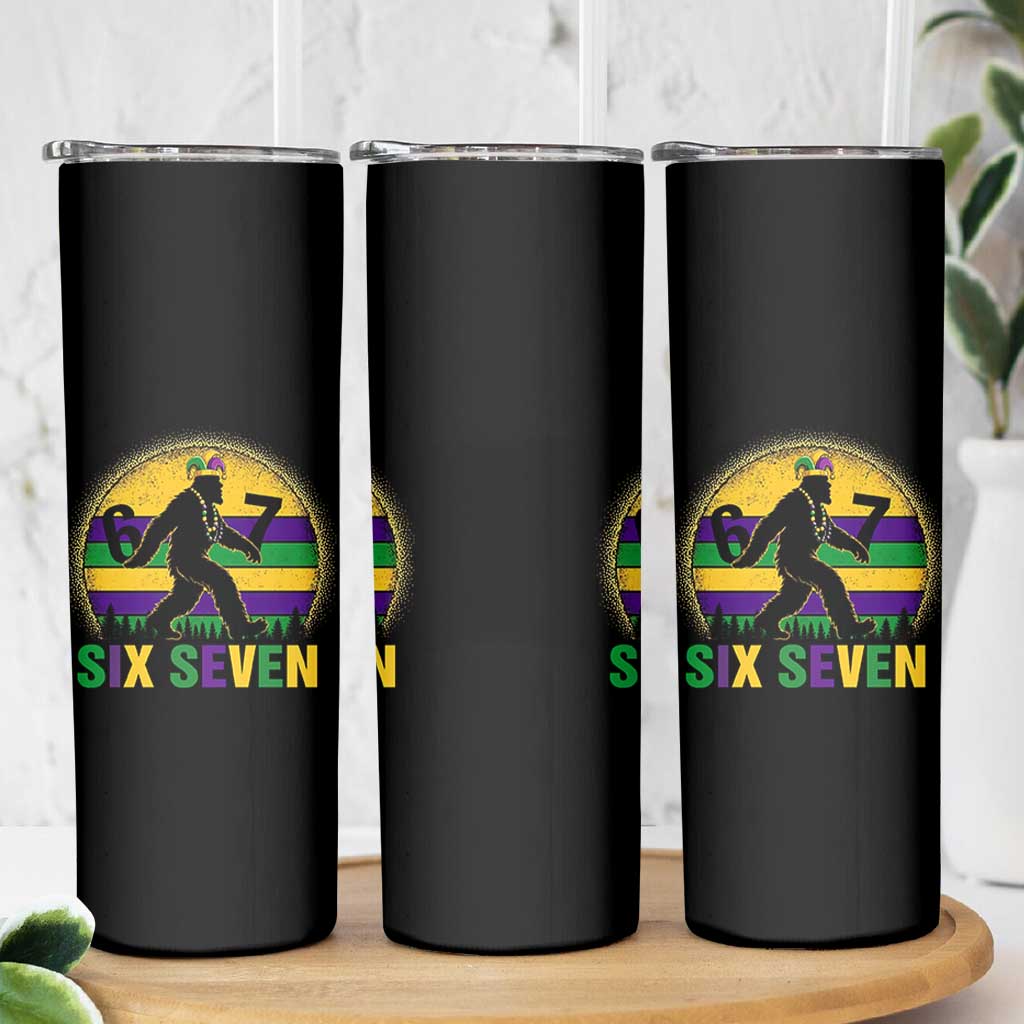 Funny Mardi Gras Bigfoot Skinny Tumbler Six Seven Meme