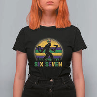 Funny Mardi Gras Bigfoot T Shirt For Women Six Seven Meme