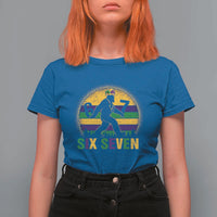 Funny Mardi Gras Bigfoot T Shirt For Women Six Seven Meme