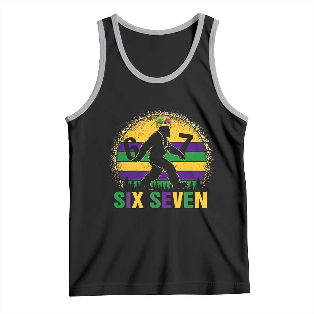 Funny Mardi Gras Bigfoot Tank Top Six Seven Meme