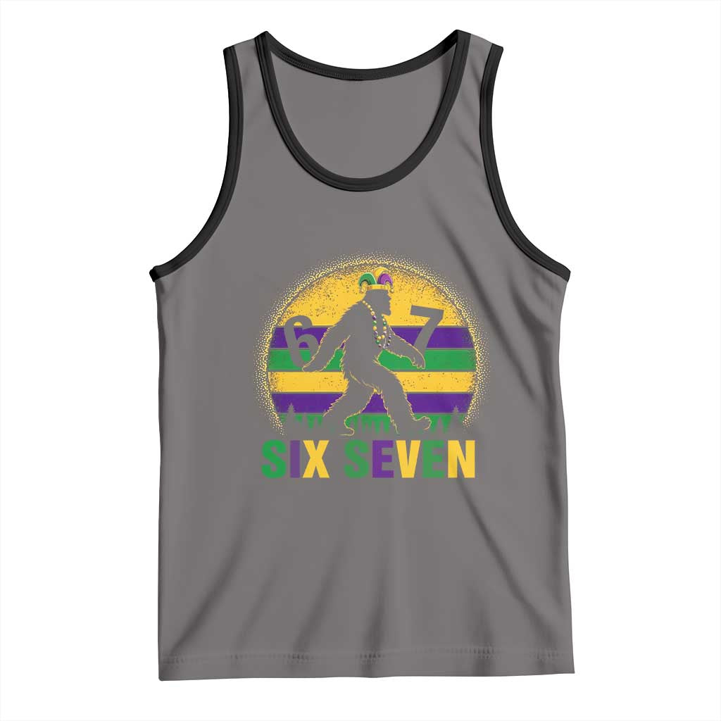 Funny Mardi Gras Bigfoot Tank Top Six Seven Meme