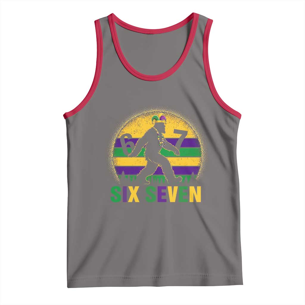 Funny Mardi Gras Bigfoot Tank Top Six Seven Meme