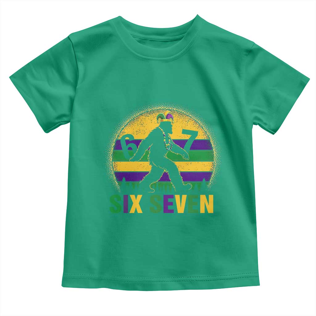 Funny Mardi Gras Bigfoot Toddler T Shirt Six Seven Meme