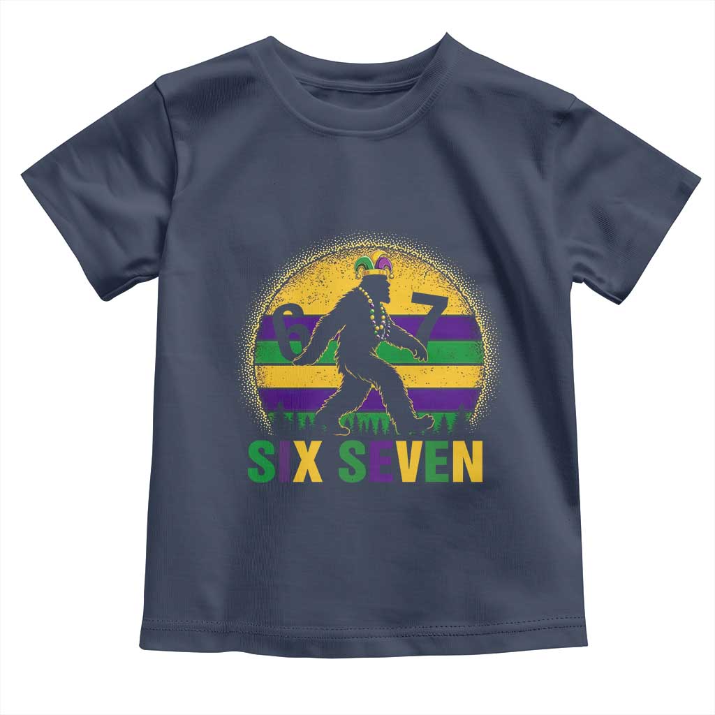 Funny Mardi Gras Bigfoot Toddler T Shirt Six Seven Meme
