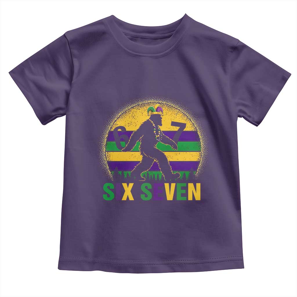 Funny Mardi Gras Bigfoot Toddler T Shirt Six Seven Meme