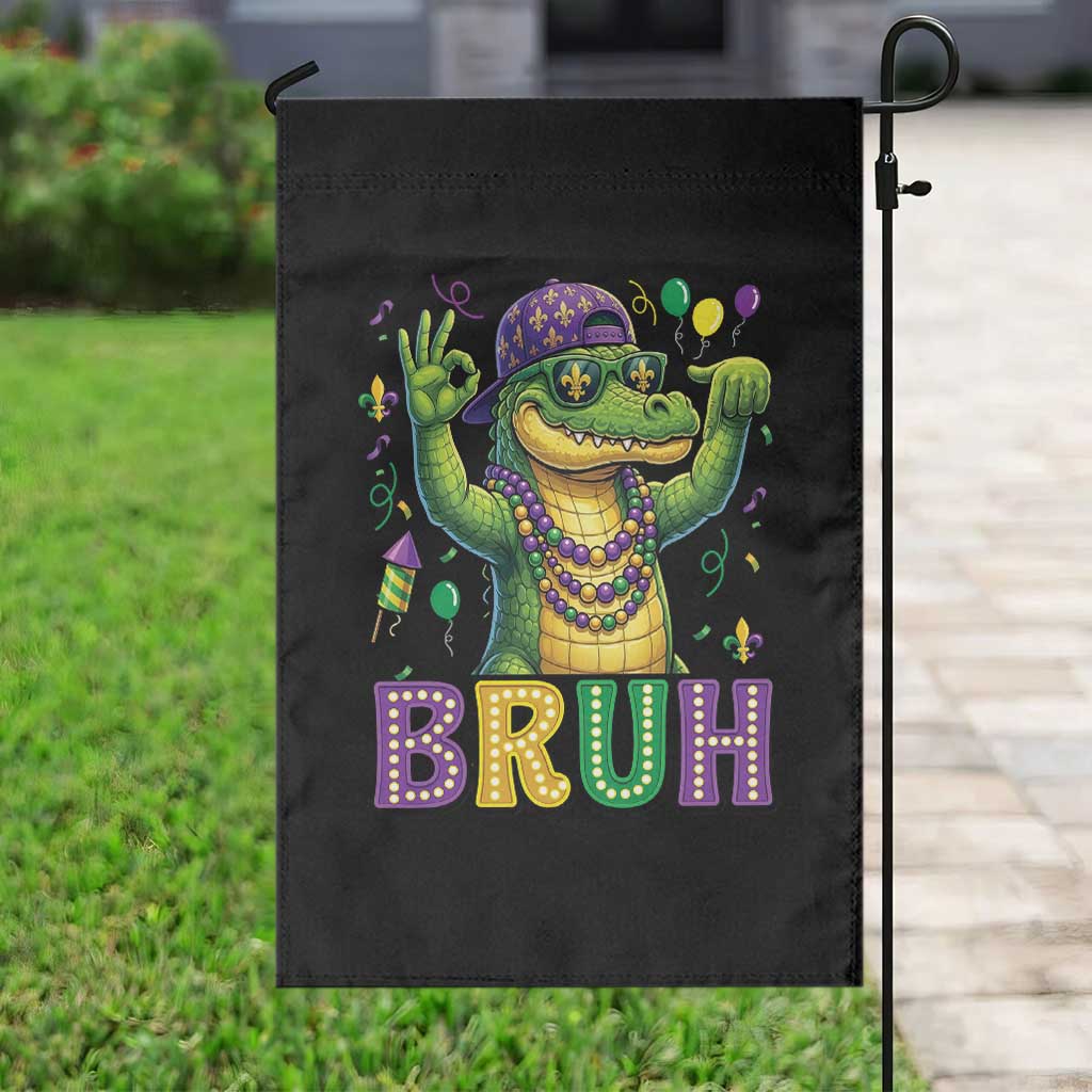 Mardi Gras Mardigator Alligator Six Seven Bruh Meme Garden Flag