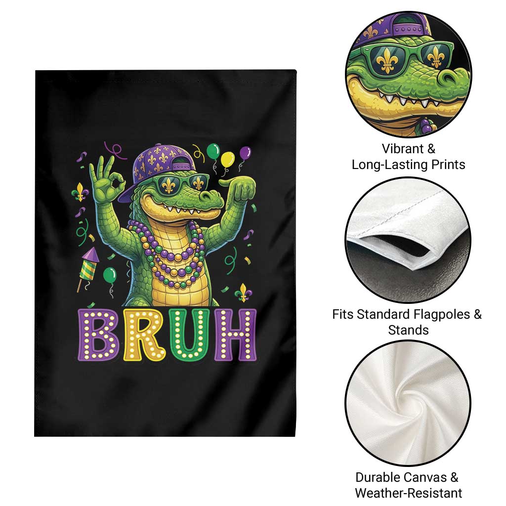 Mardi Gras Mardigator Alligator Six Seven Bruh Meme Garden Flag
