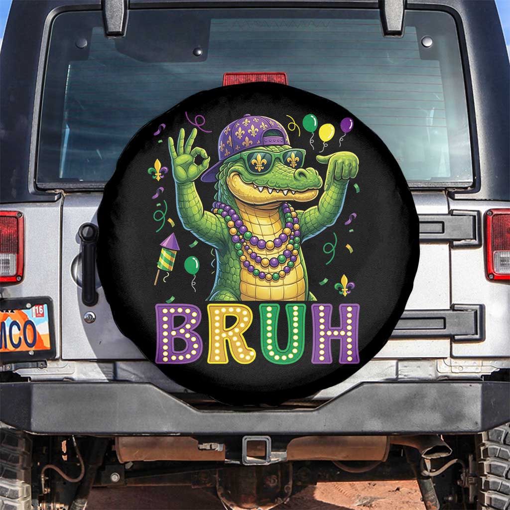 Mardi Gras Mardigator Alligator Six Seven Bruh Meme Spare Tire Cover