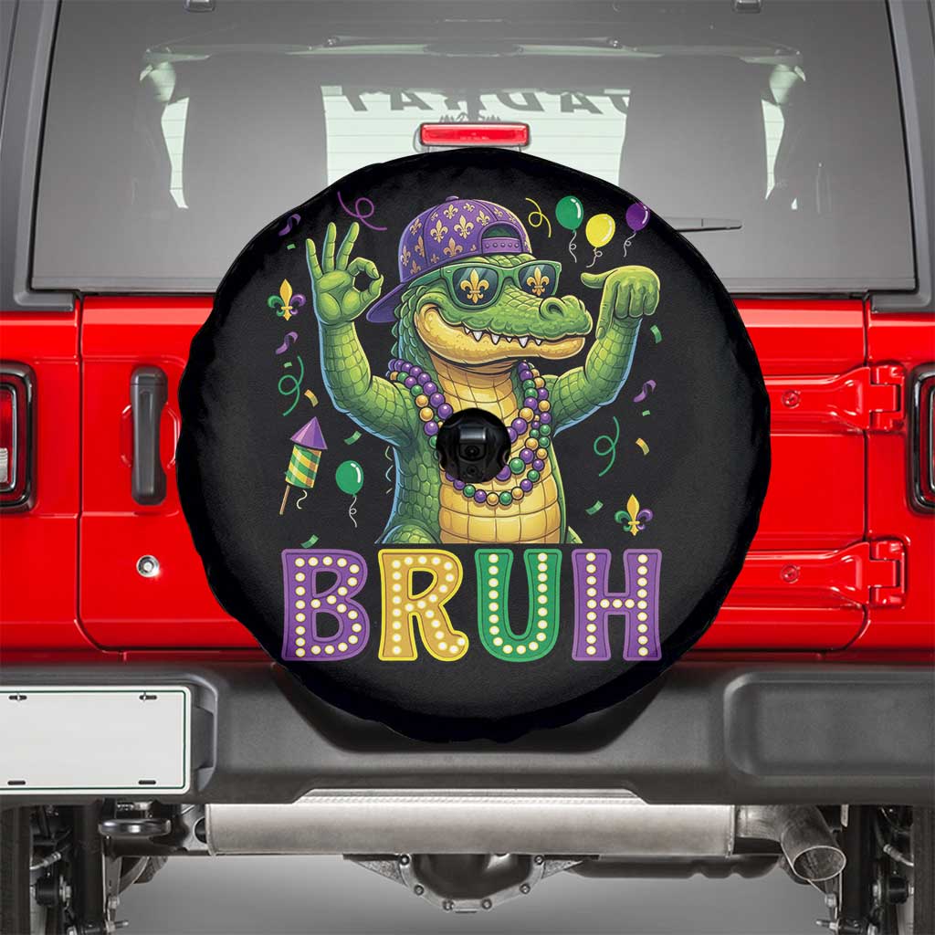 Mardi Gras Mardigator Alligator Six Seven Bruh Meme Spare Tire Cover