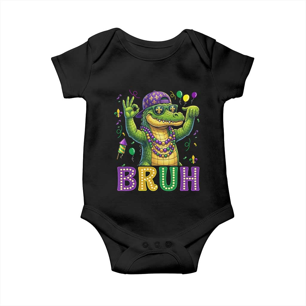 Mardi Gras Mardigator Alligator Six Seven Bruh Meme Baby Onesie