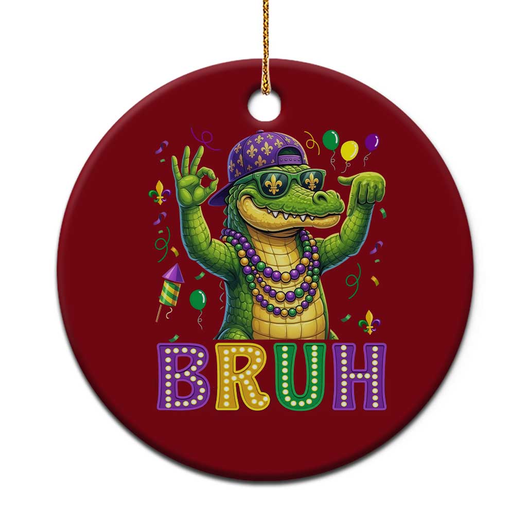 Mardi Gras Mardigator Alligator Six Seven Bruh Meme Ceramic Ornament