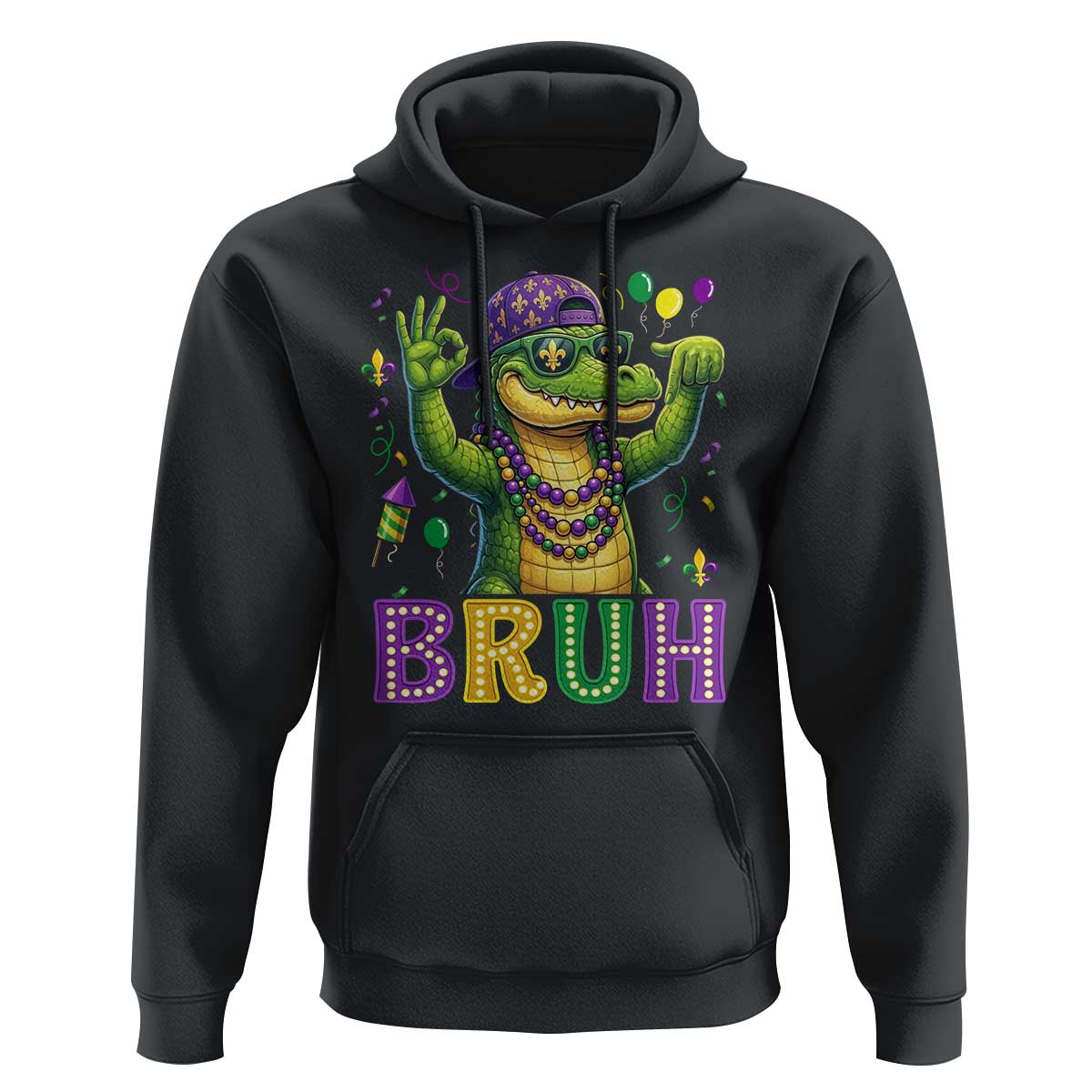 Mardi Gras Mardigator Alligator Six Seven Bruh Meme Hoodie