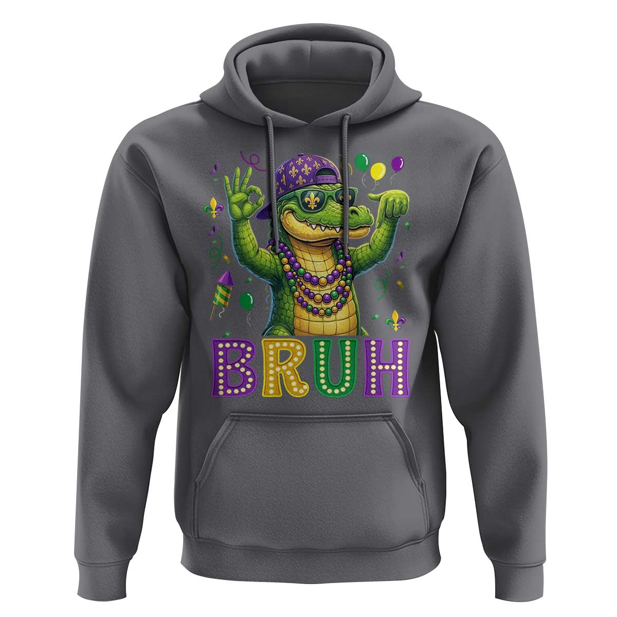 Mardi Gras Mardigator Alligator Six Seven Bruh Meme Hoodie