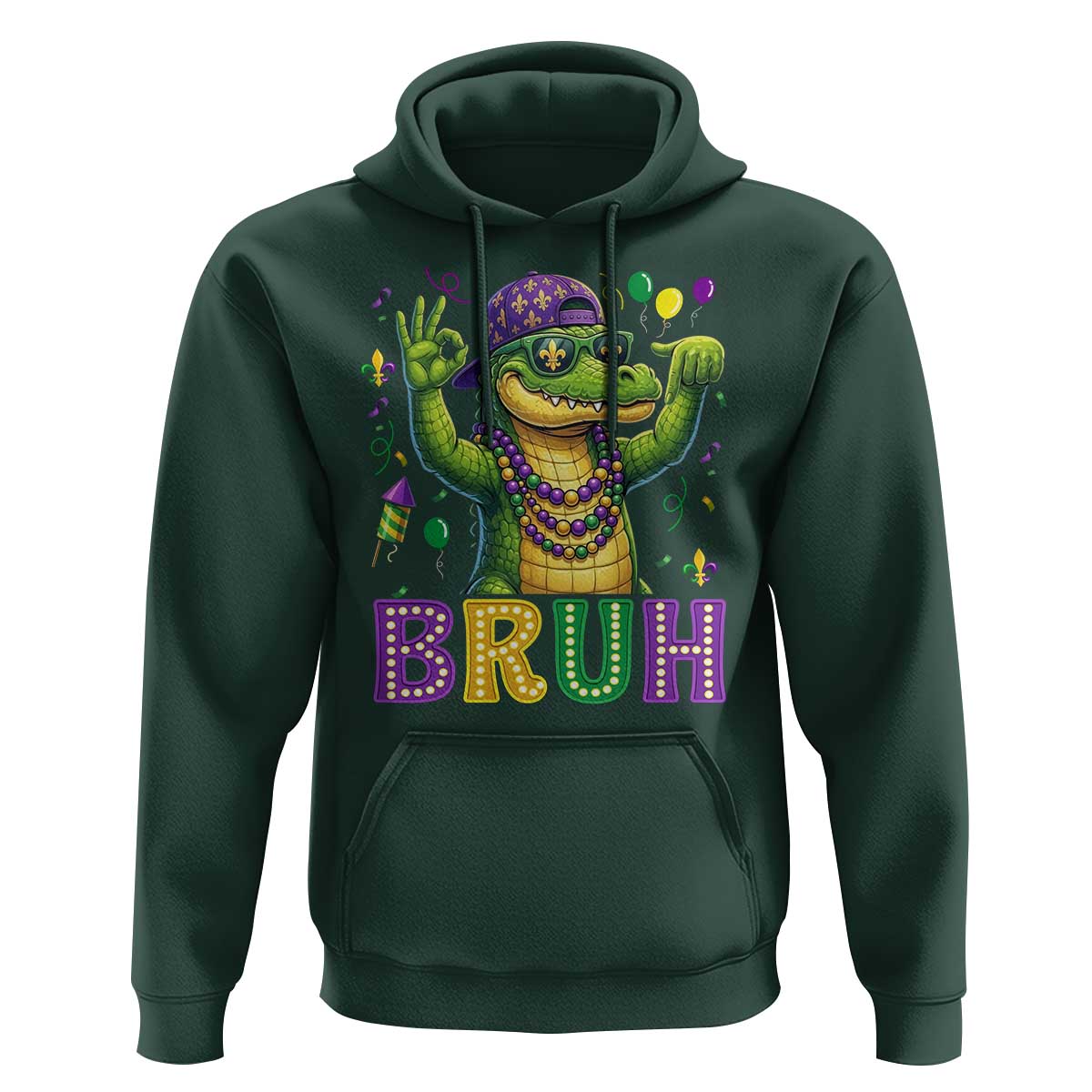 Mardi Gras Mardigator Alligator Six Seven Bruh Meme Hoodie