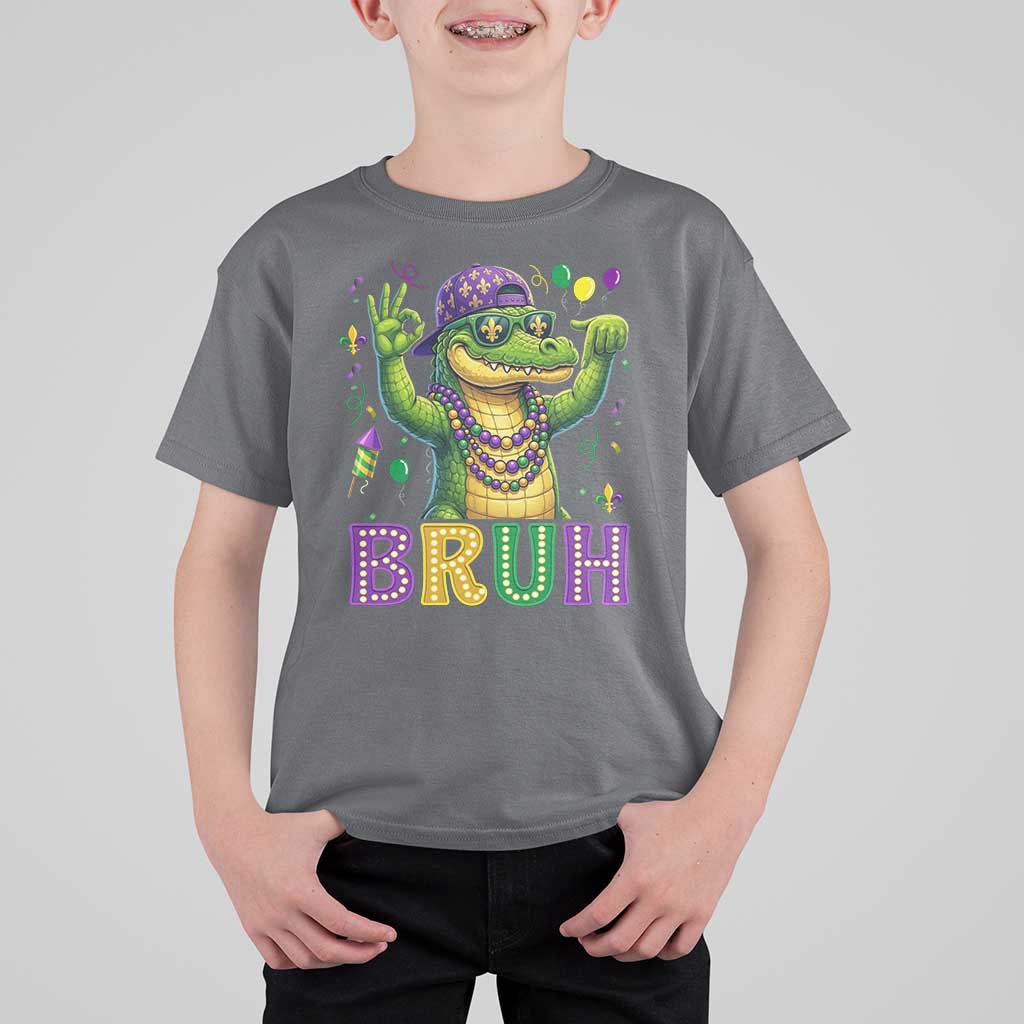 Mardi Gras Mardigator Alligator Six Seven Bruh Meme T Shirt For Kid