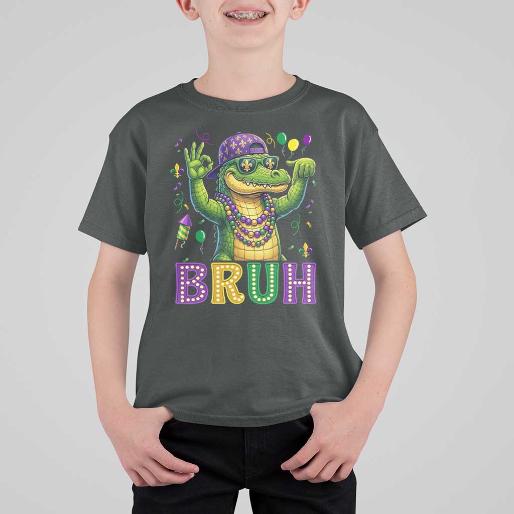 Mardi Gras Mardigator Alligator Six Seven Bruh Meme T Shirt For Kid