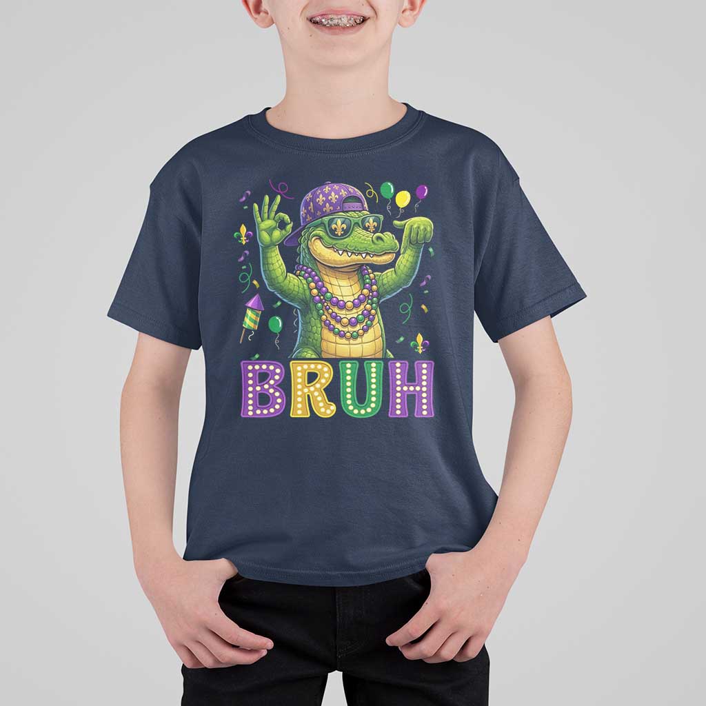 Mardi Gras Mardigator Alligator Six Seven Bruh Meme T Shirt For Kid