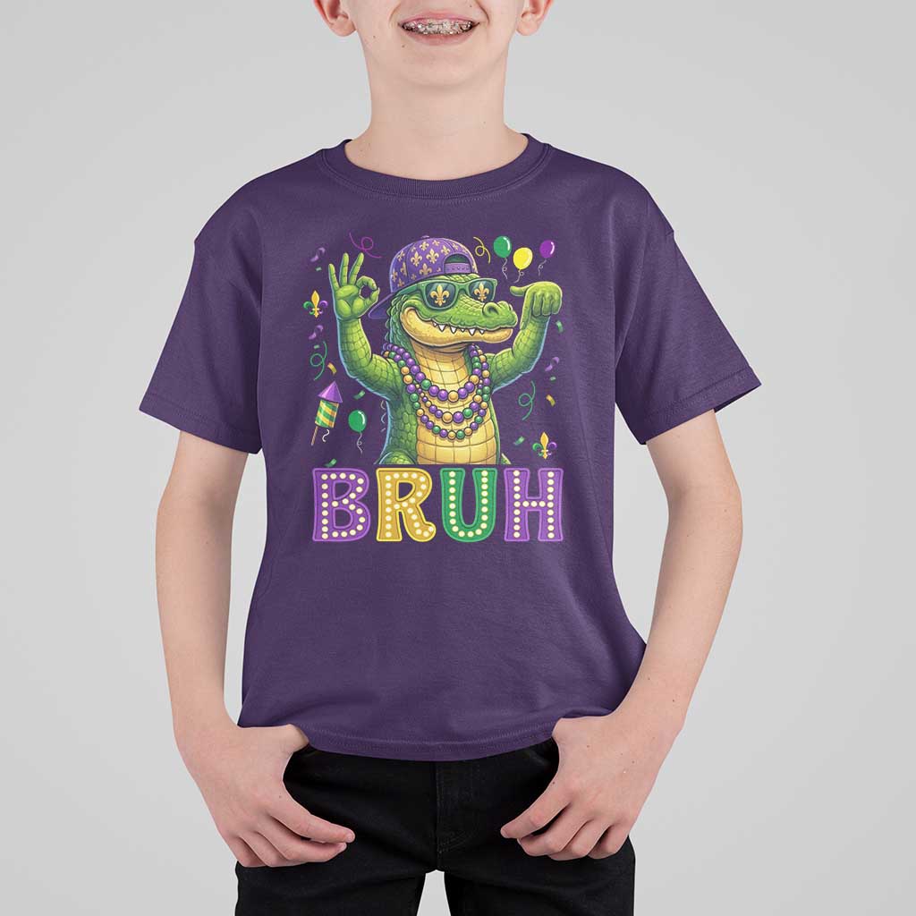 Mardi Gras Mardigator Alligator Six Seven Bruh Meme T Shirt For Kid