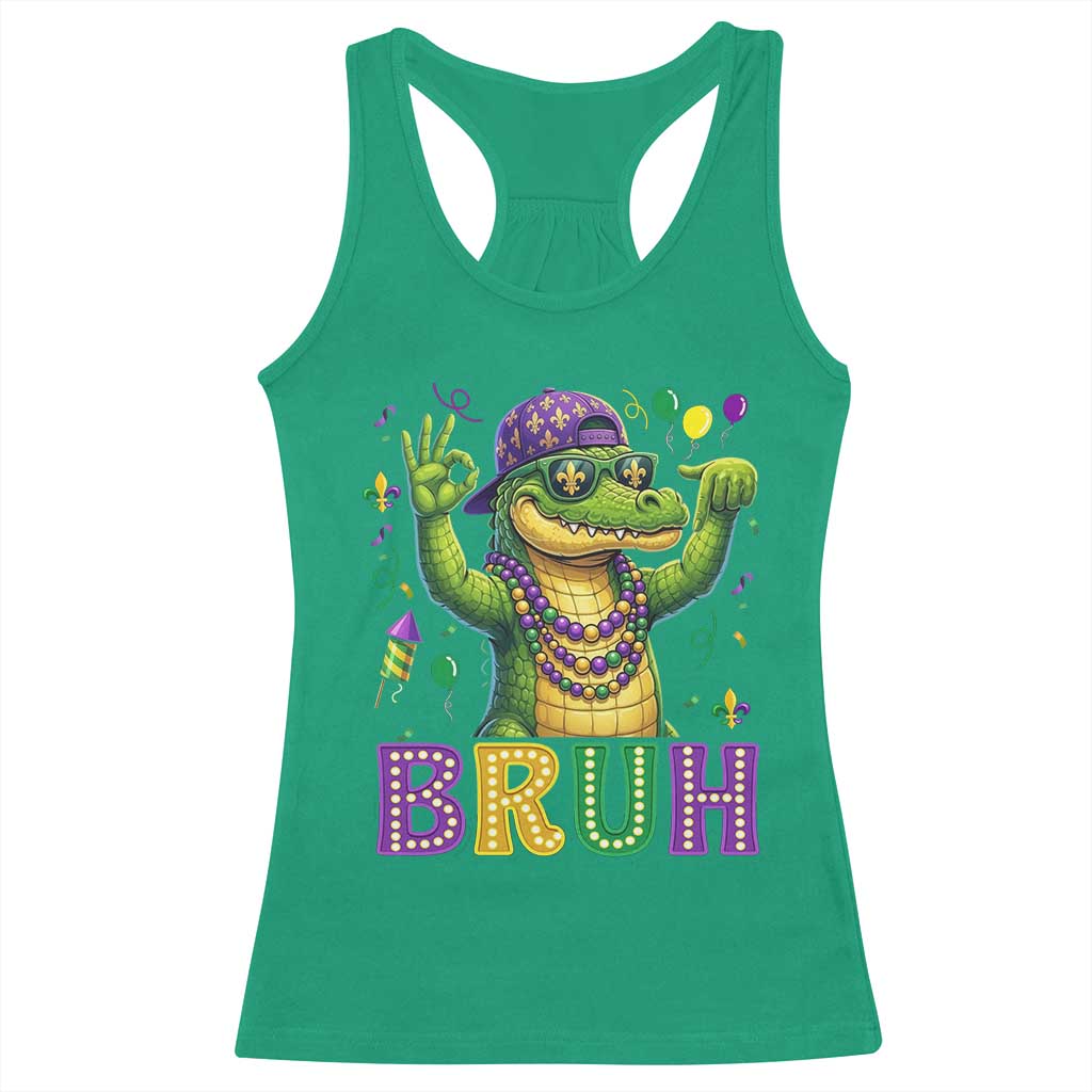 Mardi Gras Mardigator Alligator Six Seven Bruh Meme Racerback Tank Top