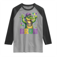 Mardi Gras Mardigator Alligator Six Seven Bruh Meme Raglan Shirt