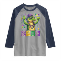 Mardi Gras Mardigator Alligator Six Seven Bruh Meme Raglan Shirt