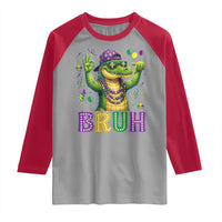 Mardi Gras Mardigator Alligator Six Seven Bruh Meme Raglan Shirt