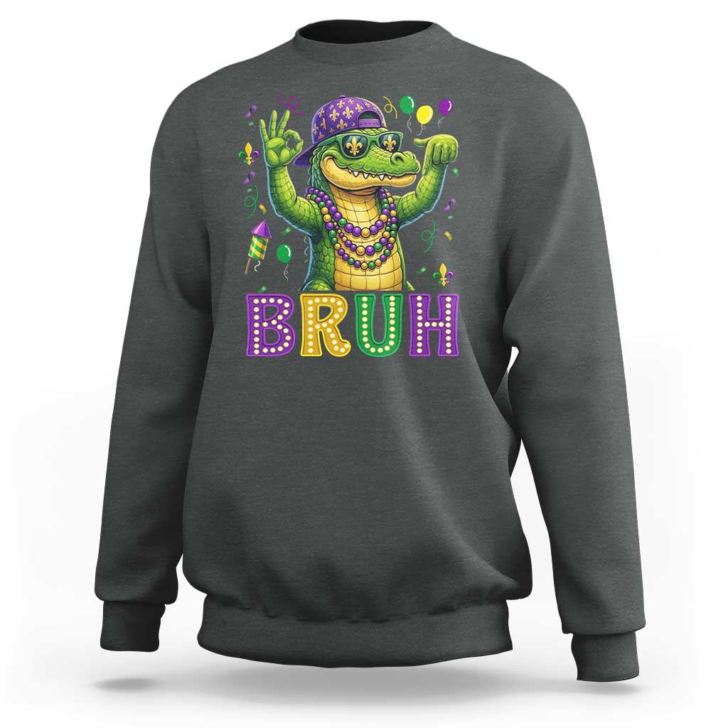 Mardi Gras Mardigator Alligator Six Seven Bruh Meme Sweatshirt