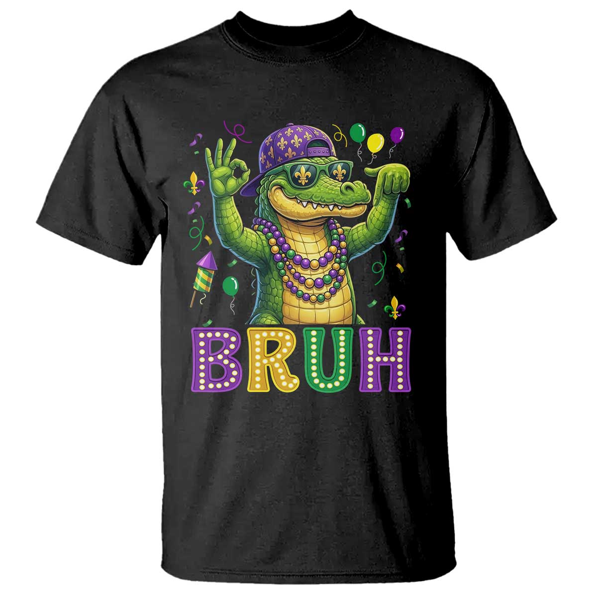 Mardi Gras Mardigator Alligator Six Seven Bruh Meme T Shirt