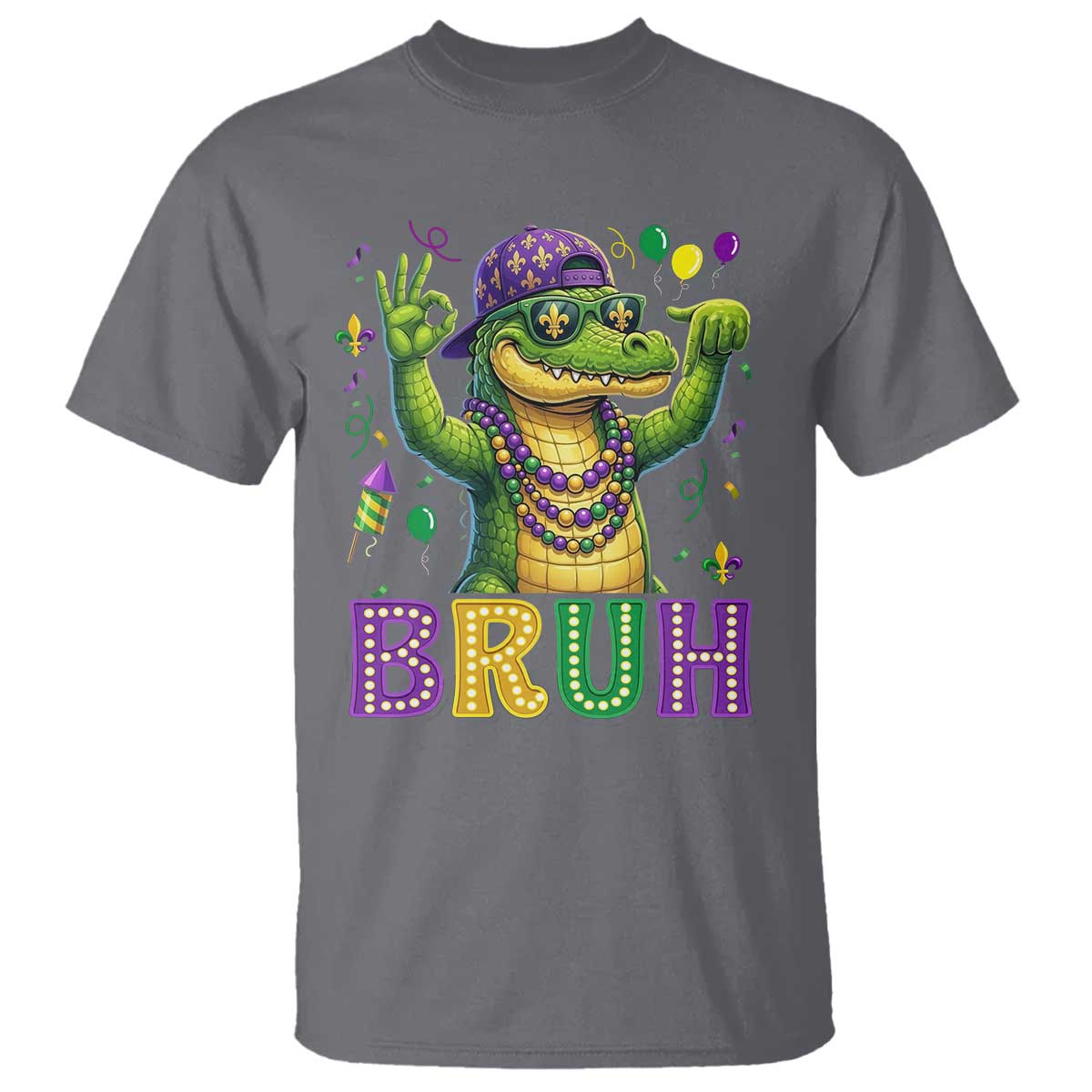Mardi Gras Mardigator Alligator Six Seven Bruh Meme T Shirt