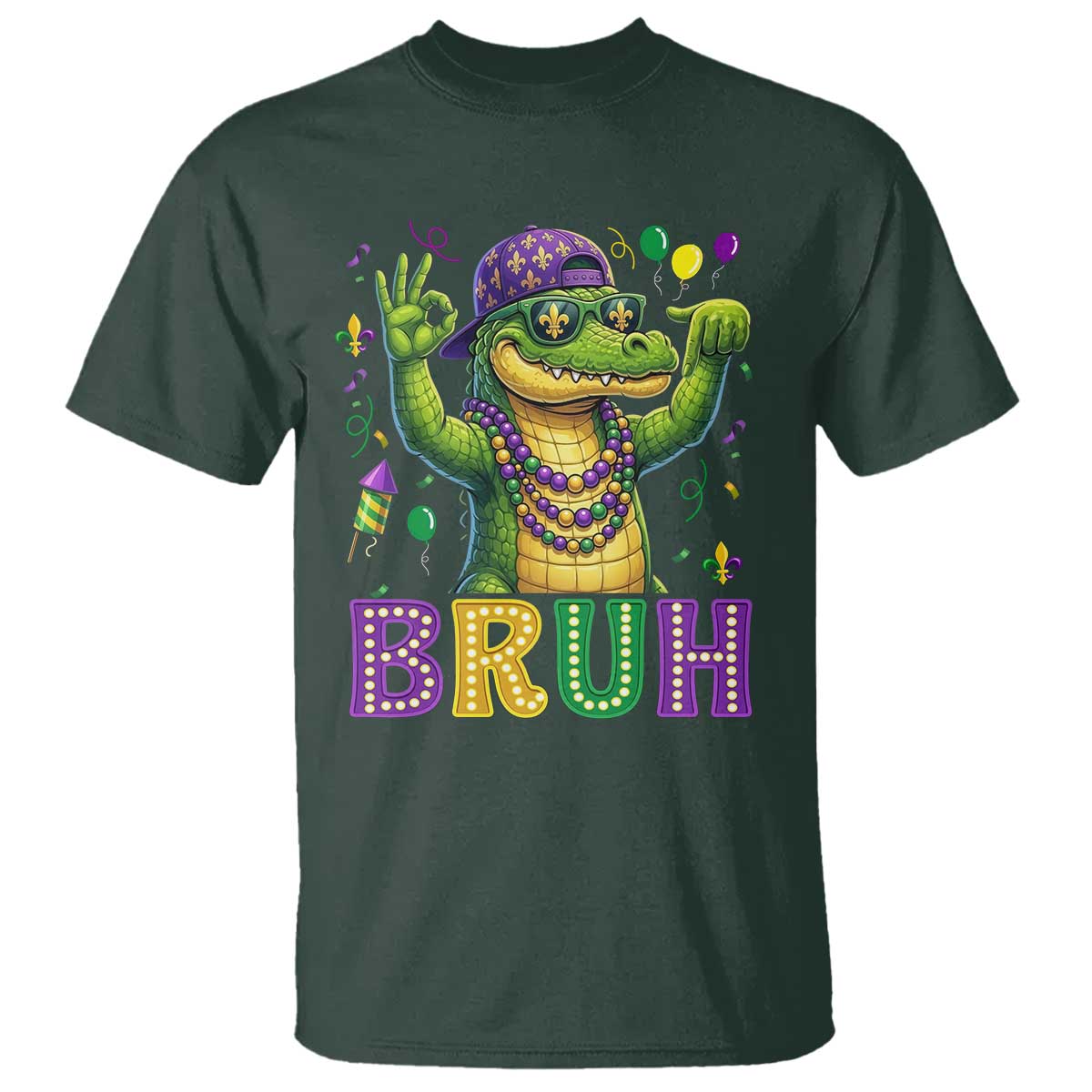 Mardi Gras Mardigator Alligator Six Seven Bruh Meme T Shirt