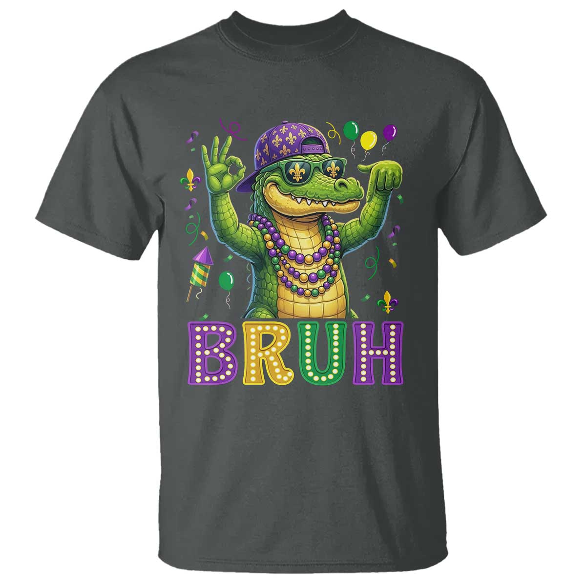Mardi Gras Mardigator Alligator Six Seven Bruh Meme T Shirt