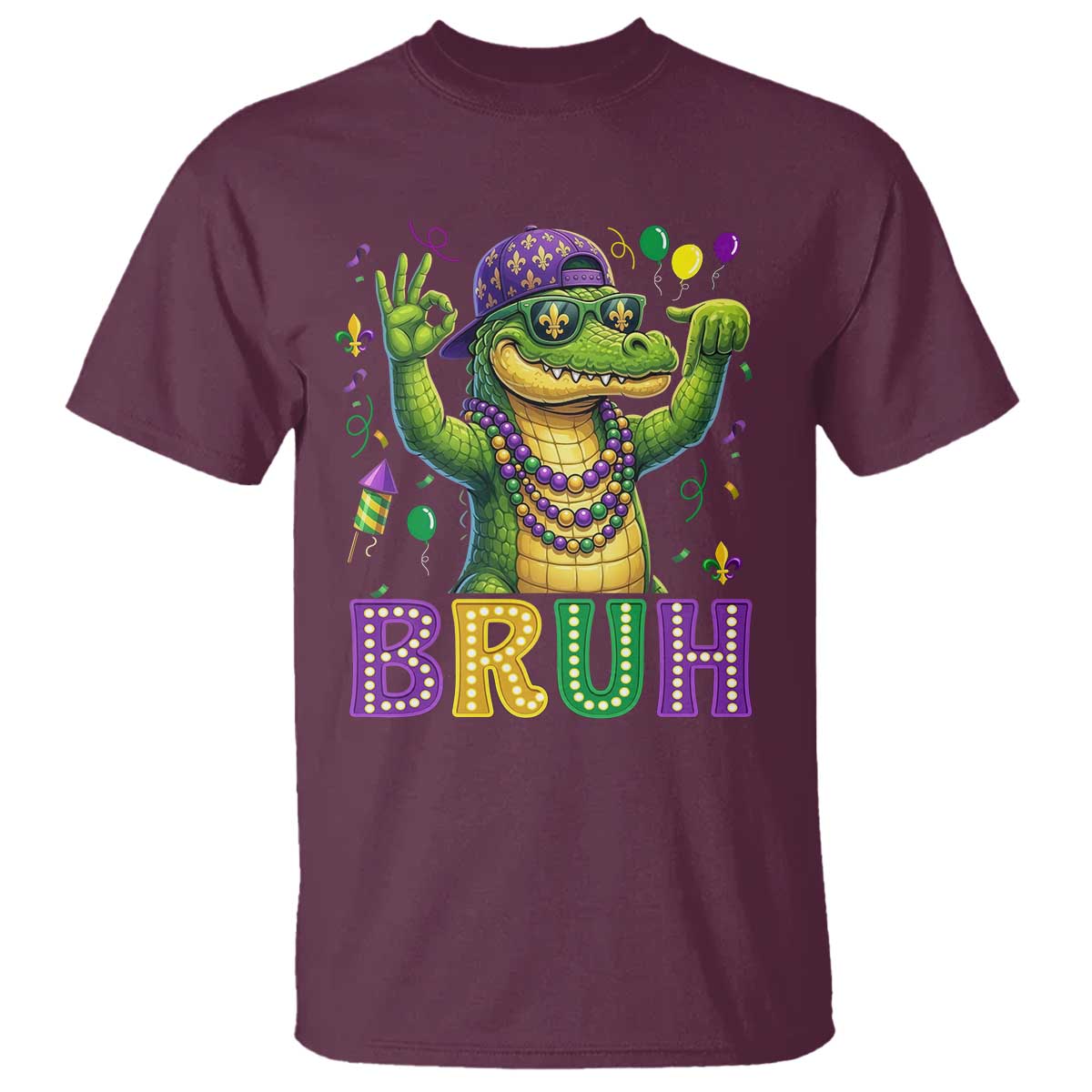 Mardi Gras Mardigator Alligator Six Seven Bruh Meme T Shirt