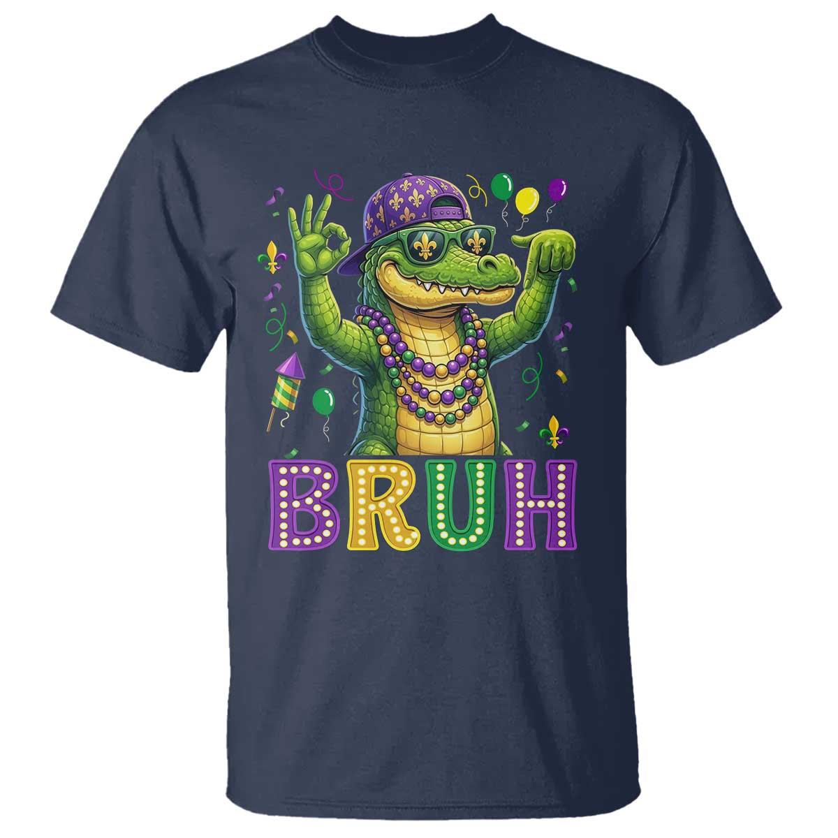 Mardi Gras Mardigator Alligator Six Seven Bruh Meme T Shirt