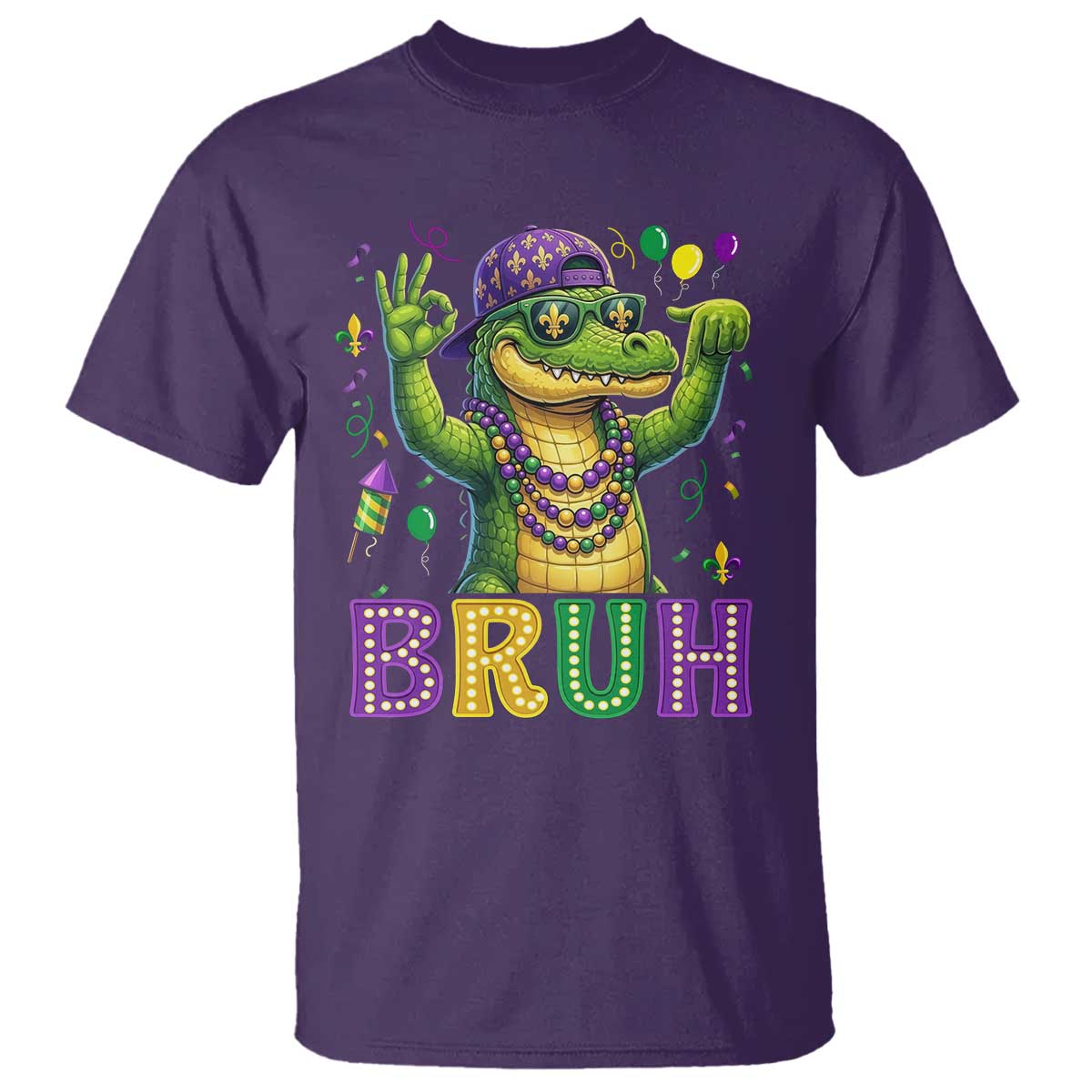 Mardi Gras Mardigator Alligator Six Seven Bruh Meme T Shirt