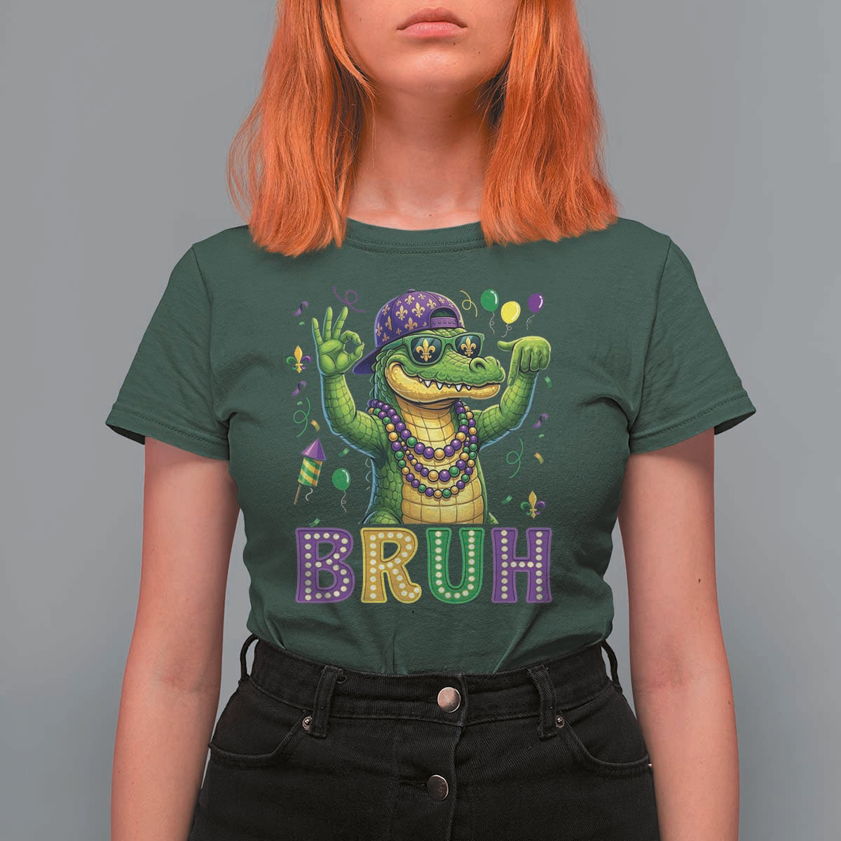 Mardi Gras Mardigator Alligator Six Seven Bruh Meme T Shirt For Women