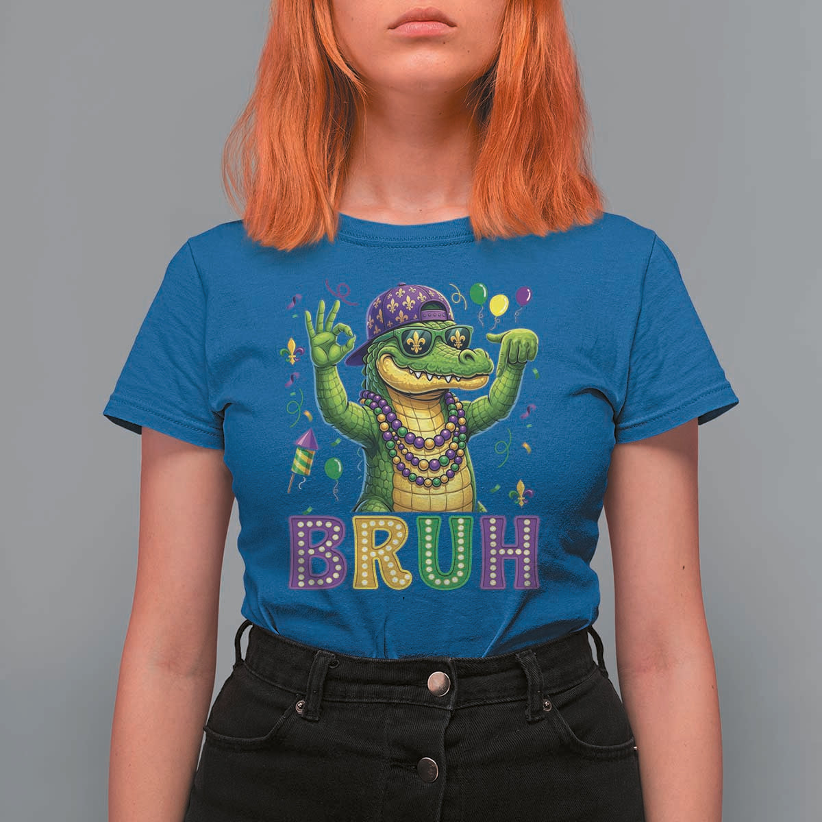 Mardi Gras Mardigator Alligator Six Seven Bruh Meme T Shirt For Women