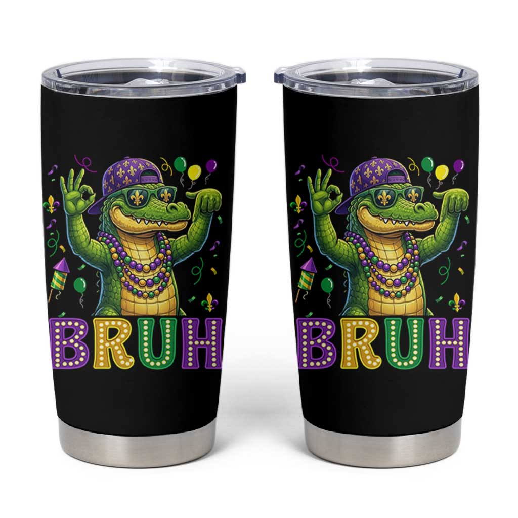Mardi Gras Mardigator Alligator Six Seven Bruh Meme Tumbler Cup
