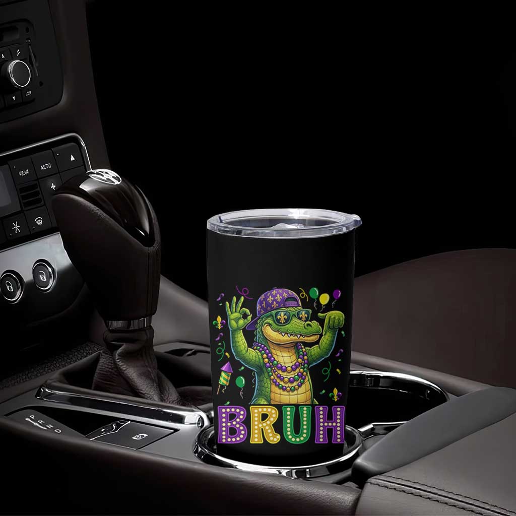 Mardi Gras Mardigator Alligator Six Seven Bruh Meme Tumbler Cup