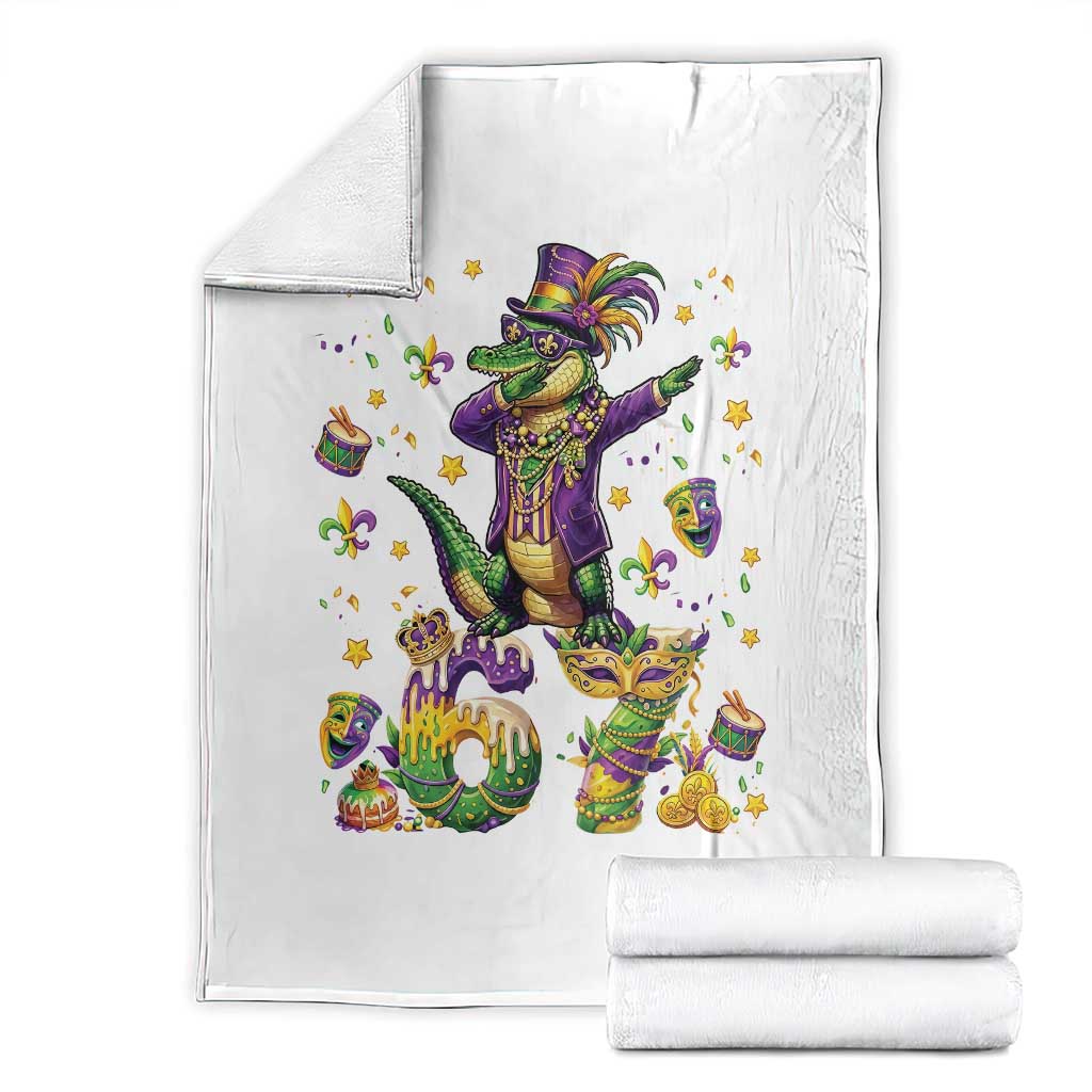 Funny Mardigator Alligator Six Seven Meme Throw Blanket Mardi Gras Gifts