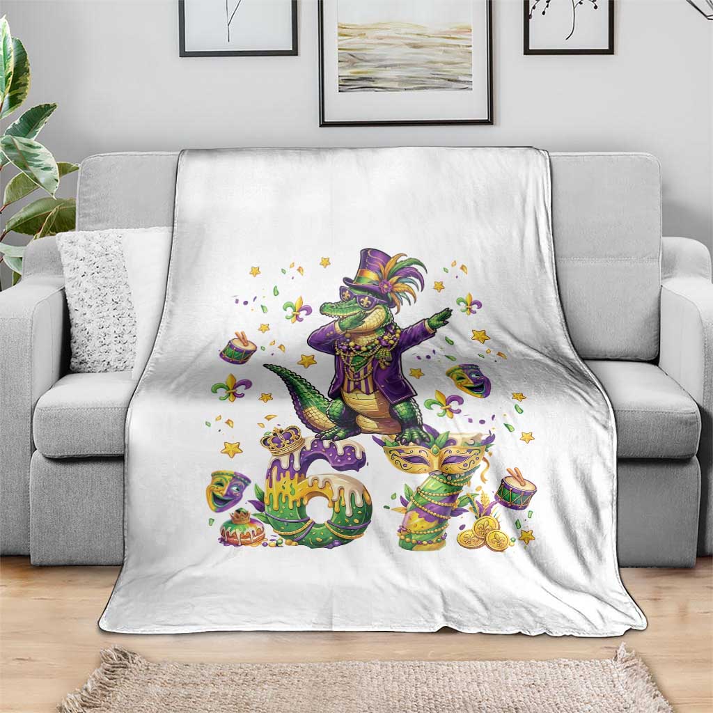 Funny Mardigator Alligator Six Seven Meme Throw Blanket Mardi Gras Gifts