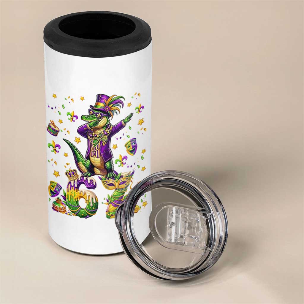 Funny Mardigator Alligator Six Seven Meme 4 in 1 Can Cooler Tumbler Mardi Gras Gifts