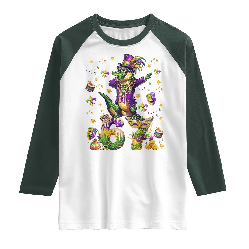Funny Mardigator Alligator Six Seven Meme Raglan Shirt Mardi Gras Gifts