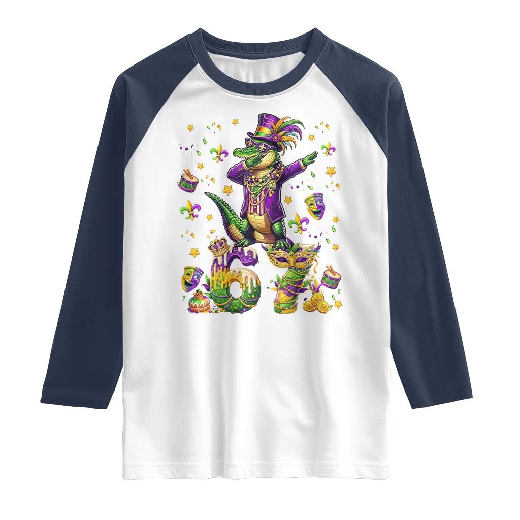 Funny Mardigator Alligator Six Seven Meme Raglan Shirt Mardi Gras Gifts