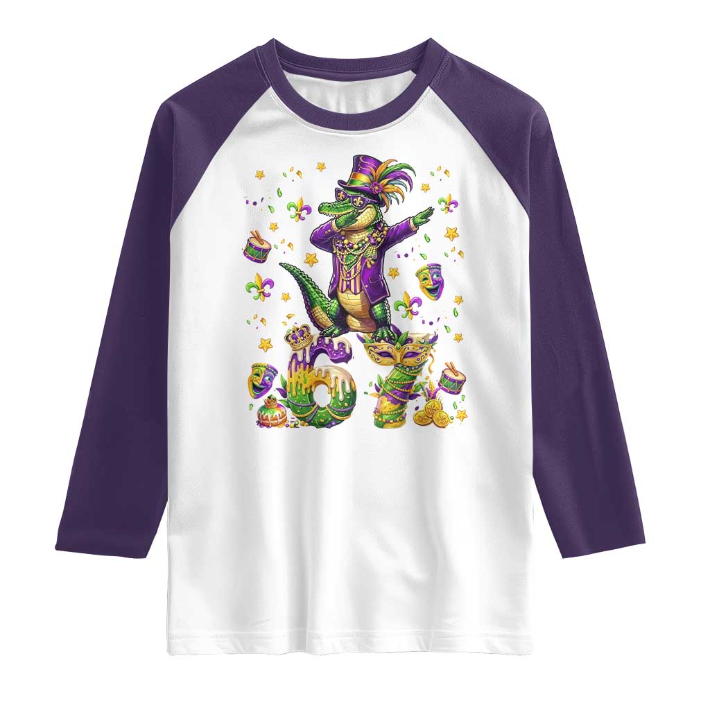 Funny Mardigator Alligator Six Seven Meme Raglan Shirt Mardi Gras Gifts